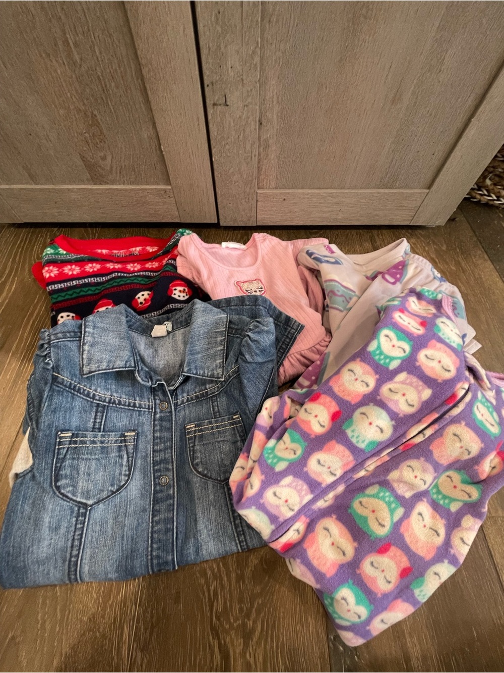 Girls Mixed Clothing Lot - Denim Shirt, Pink & Purple Pajamas
